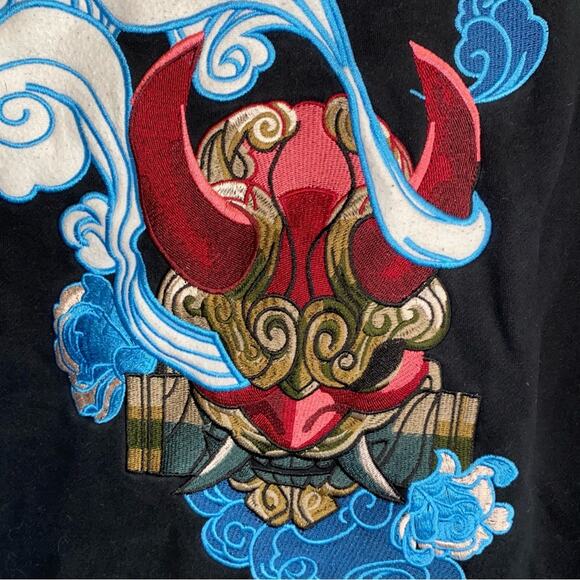 BIBI SAMA $250 Bringing Back Oni Embroidered Black Hoodie M-L EUC - Picture 7 of 15